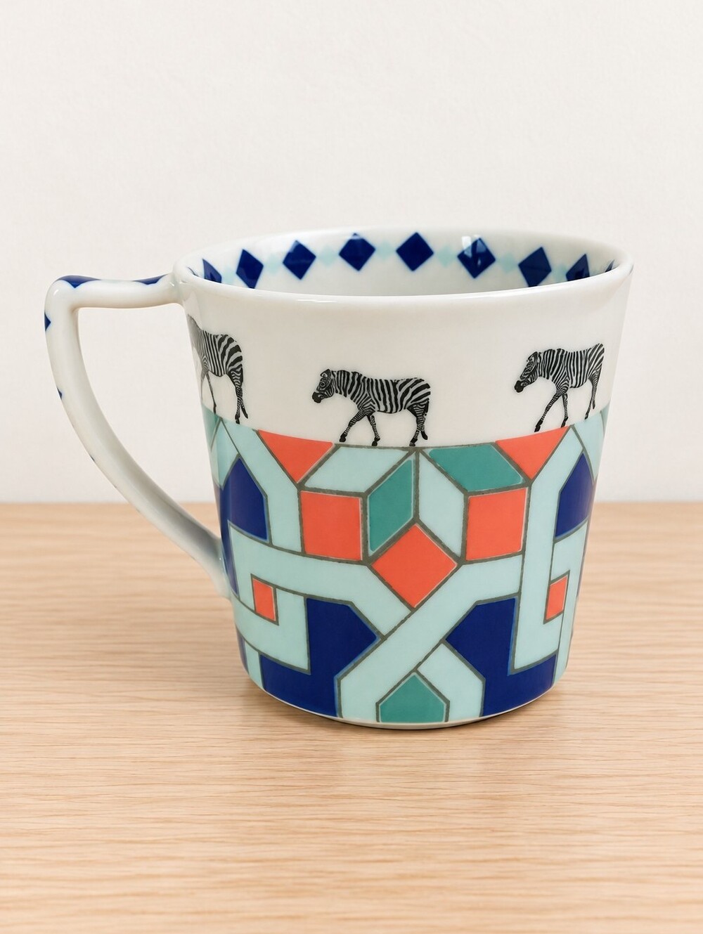 Zebra Coffee Mug Anthropologie Story Tiles Narrative Geometric NEW
